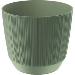 Prosperplast Plantenpot - stripe - olijfgroen - D13xH11 cm - Plantenpotten