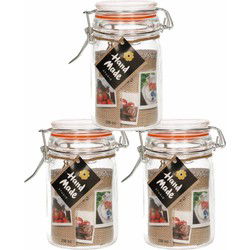 Weckpot - 3x stuks - glas - confituren pot - rode rubberen ring - Weckpotten