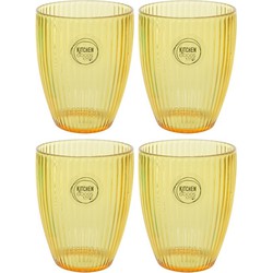 Set van 4x stuks kunststof bekers goud/geel 200 ml - Drinkglazen