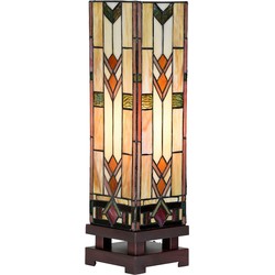 LumiLamp Tiffany Tafellamp  15x15x54 cm Beige Glas Tiffany Bureaulamp