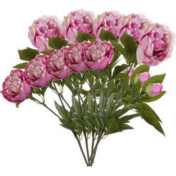 Emerald Kunstbloem pioenrozen tak - 5x - 3 bloemen - roze - 70 cm - decoratie - Kunstbloemen