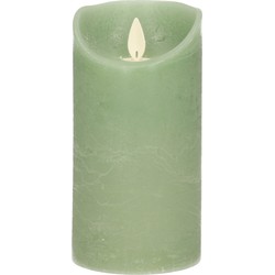 1x LED kaarsen/stompkaarsen jade groen met dansvlam 15 cm - LED kaarsen