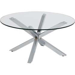 Salontafel - Glas/Zilver - Ø82x40cm - Harrie