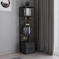 Boekenkast Robbins Black Zwart Antraciet Melamine 39x160x39 cm