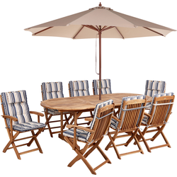 MAUI II - Tuinset met parasol - Donkerblauw - Acaciahout