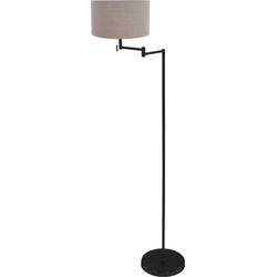 Mexlite - vloerlamp - Bella - zwart - linnen metaal - Ø 45cm - E27 - 3889ZW