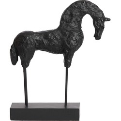 Light & Living - Ornament op voet 30x9x35 cm HORSE hout zwart