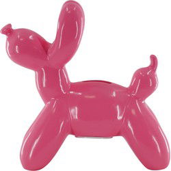 Ornament- Money Bank Balloon Dog- Neon Pink-17x7x17cm