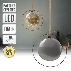 LED Kerstbal Ø18 cm Grijs Metaal met Warm Witte LED's
