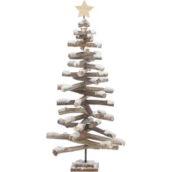 House of Seasons Boom Deco Kerstversiering - 36x36x60 cm - Hout - Wit