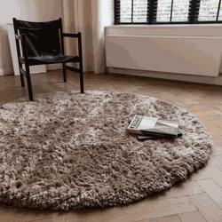 Rond hoogpolig vloerkleed Fender taupe - Polyester - Rond 240 Ø - (XL)