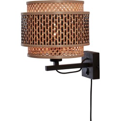 Wandlamp Bhutan - Bamboe/Zwart - Ø25cm