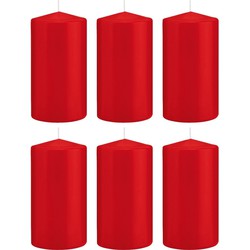 6x Kaarsen rood 8 x 15 cm 69 branduren sfeerkaarsen - Stompkaarsen