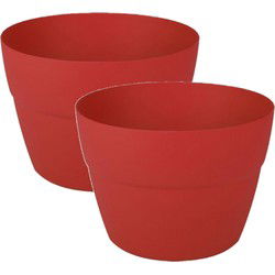 EDA Toscane Bloempot - 2x - kunststof - rood - D20 x H17 cm - Plantenpotten