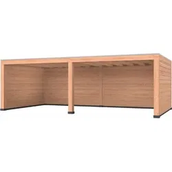Douglas overkapping, 750 x 400 cm, met achterwand en twee zijwanden, Westwood Robuust