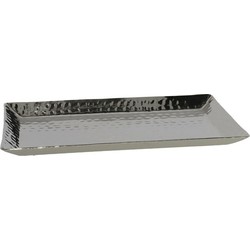 Kaarsen plateau met rand en reliefwerk - rechthoek - metaal - zilver - 40 x 22.5 cm - Kaarsenplateaus