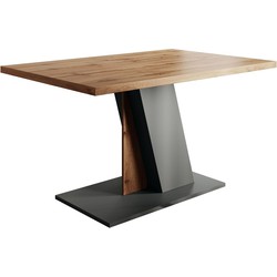 Meubella Eetkamertafel Brand - Eiken - Grijs - 138 cm