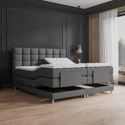 Boxspringbed - Elektrische  - Dublin - Grijs 180x200 Inclusief  cm matras en topper Comfortschuim