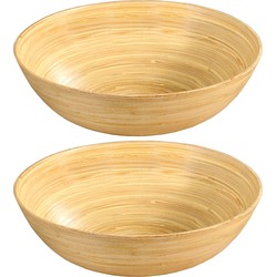 2x Bamboe houten broodmanden/fruitschalen/serveerschalen 30 x 9 cm - Fruitschalen