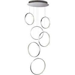 Landelijke Plafondlamp - Bussandri Exclusive - Metaal - Landelijk - LED - L: 46cm - Voor Binnen - Woonkamer - Eetkamer - Zilver