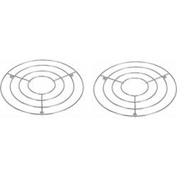 2x Pannen onderzetter rond verchroomd metaal - Panonderzetters