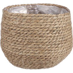Mica Decorations Bloempot - rotan - beige - jute - 22 x 19 cm - Plantenpotten