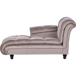 LORMONT - Chaise longue - Taupe - Rechterzijde - Fluweel