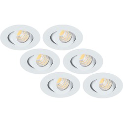 Groenovatie Inbouwspot LED 3W, Wit, Rond, Kantelbaar, Dimbaar, 6-Pack