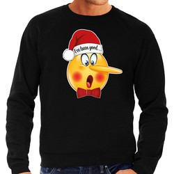 Bellatio Decorations foute kersttrui/sweater heren - Leugenaar - zwart - braaf/stout XL - kerst truien