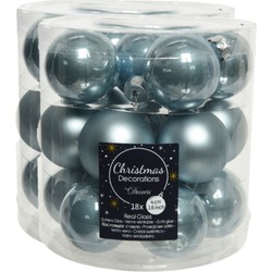 54x stuks kleine glazen kerstballen lichtblauw 4 cm mat/glans - Kerstbal