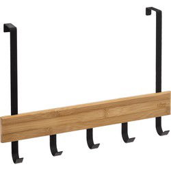 Deurkapstok 5 haken voor deur metaal 40x2x29 cm - Zwart