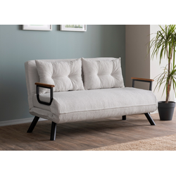 2-zits slaapbank van boucléstof met metalen poten L133 cm - SANDO