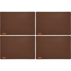 10x stuks rechthoekige placemats met ronde hoeken polyester cappuccino bruin 30 x 45 cm - Placemats