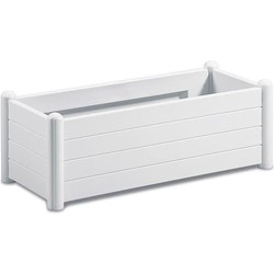 Rechthoekige bloembak van STEFANPLAST - Houten afwerking - 100x43xH35cm - 80L - Wit