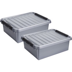 Sunware opbergbox - 2x - grijs - 25L - 50 x 40 x 18 cm - Opbergbox