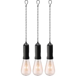 3x stuks oranje solar tuinverlichting hanglampen kunststof 20 cm - Buitenverlichting