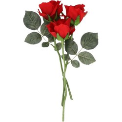 Rode roosjes kunst tak 30 cm 3 stuks - Kunstbloemen