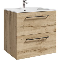 Badplaats Badkamermeubel Belem 60 x 45 cm - Eiken - Badmeubel met Wastafel