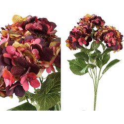 PTMD Hydrangea Flower Hortensia Kunststruik - 43x40x58 cm - Wijnrood