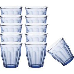 Drinkglazen/waterglazen Picardie - 12x stuks - blauw glas - 250 ML - Drinkglazen