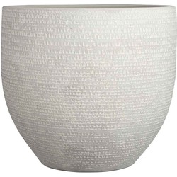 Mica Decorations Bloempot Carrie rond lichtgrijs off white handgemaakt - 36 x Ø 39 cm