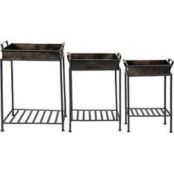 Clayre & Eef Plantenstandaard Set van 3 Zwart IJzer