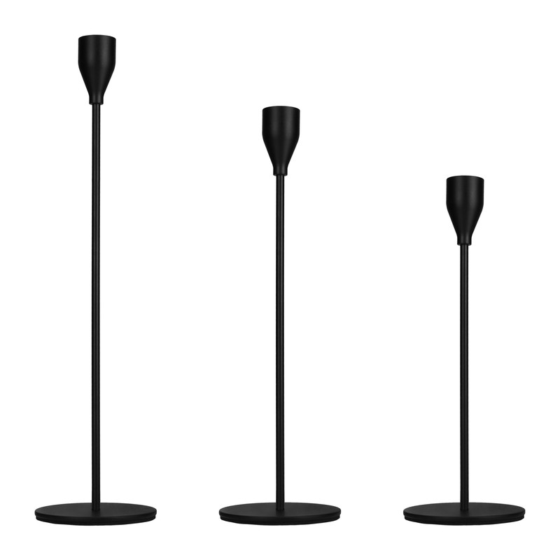QUVIO Kaarsenstandaard set - 3 delig - Metaal - Zwart - 
