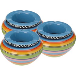 3x stuks spaanse gekleurde asbak blauw 14 cm - Asbakken