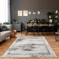 Rosalia Modern Grijs vloerkleed - Kader - 120 X 120 CM Rond