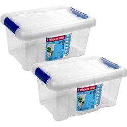 Hega Hogar Opbergbox - 2x - met deksel - 29 x 20 x 15 cm - 5L - Opbergbox