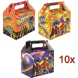 10 STUKS - LUXE SUPER HERO - Traktatie Doos - INCLUSIEF SPEELGOED - Traktaties Uitdeelcadeaus voor Verjaardagen en Kinderfeestjes