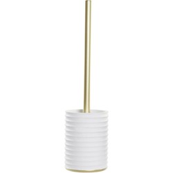 WC/Toiletborstel in houder keramiek wit/goud 38 x 13 cm - Toiletborstels