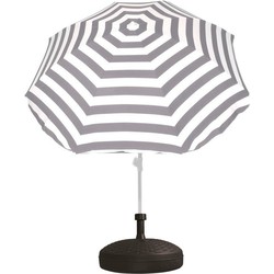 Parasolstandaard en grijs/witte gestreepte parasol - Parasolvoeten
