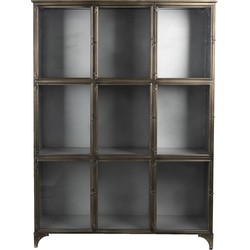 Clayre & Eef Vitrinekast  109x35x154 cm Bruin Ijzer Glas Rechthoek Opbergkast